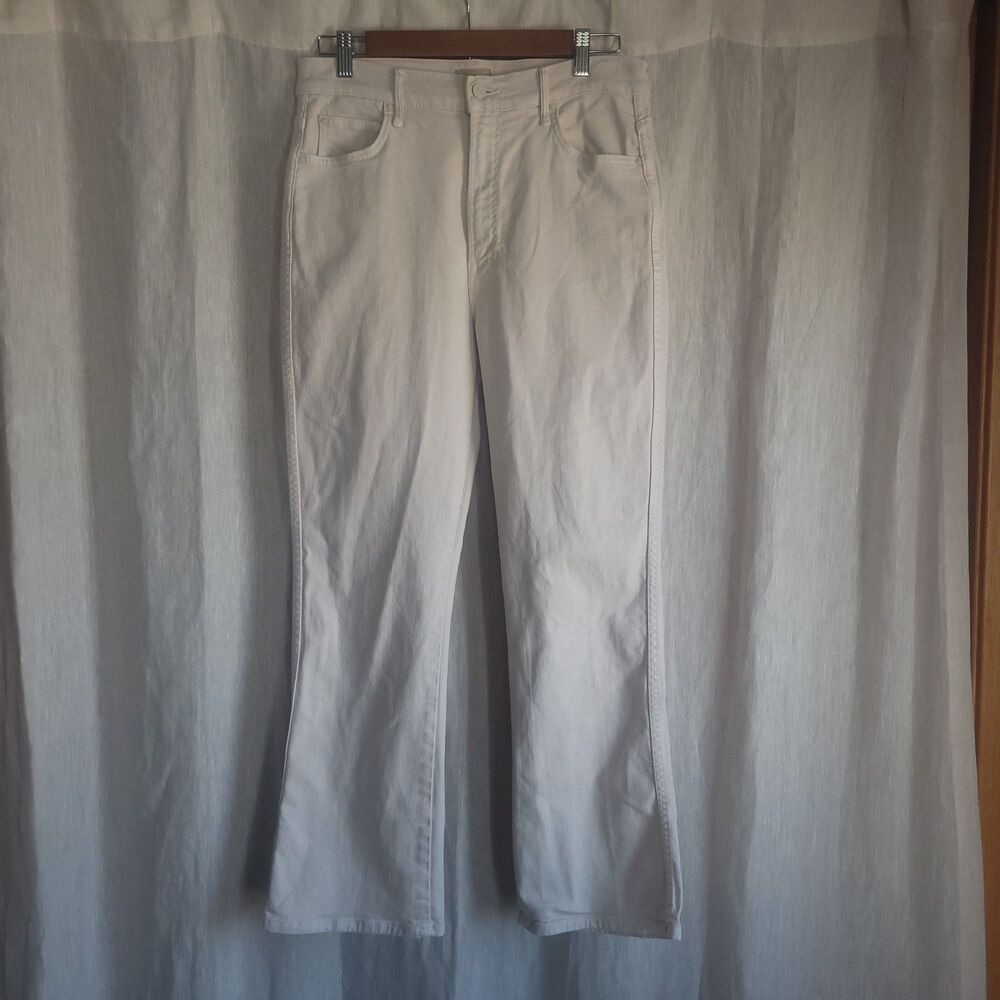 Mother The Mid Rise Smokin' Double Flood Size 32 Cream Cropped Designer Demin